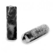Tube natural stone bead 13x4mm Black anthracite